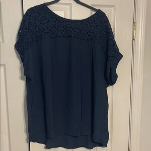 Chic Navy Crochet Blouse